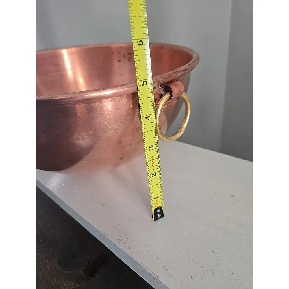 Williams Sonoma France Copper Mixing Whisking Bowl Round Bottom Ring 11